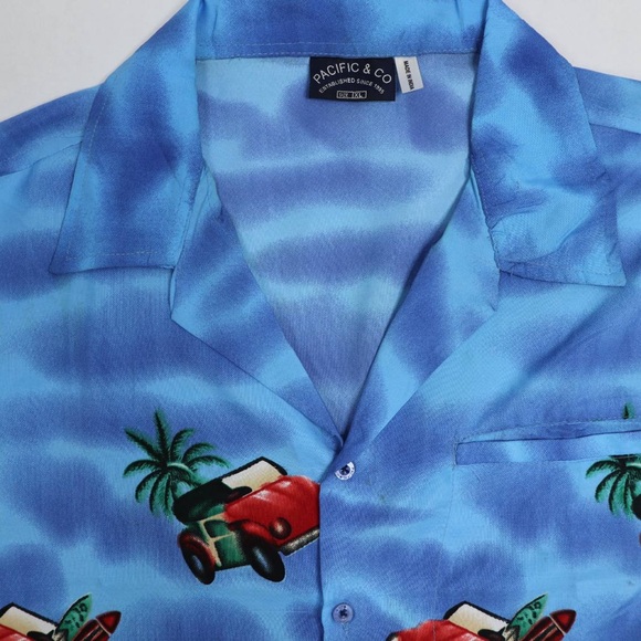Pacific Co. Summer Casual Hawaiian Men’s XL Volkswagen Bug Button Up Shirt - Picture 5 of 10